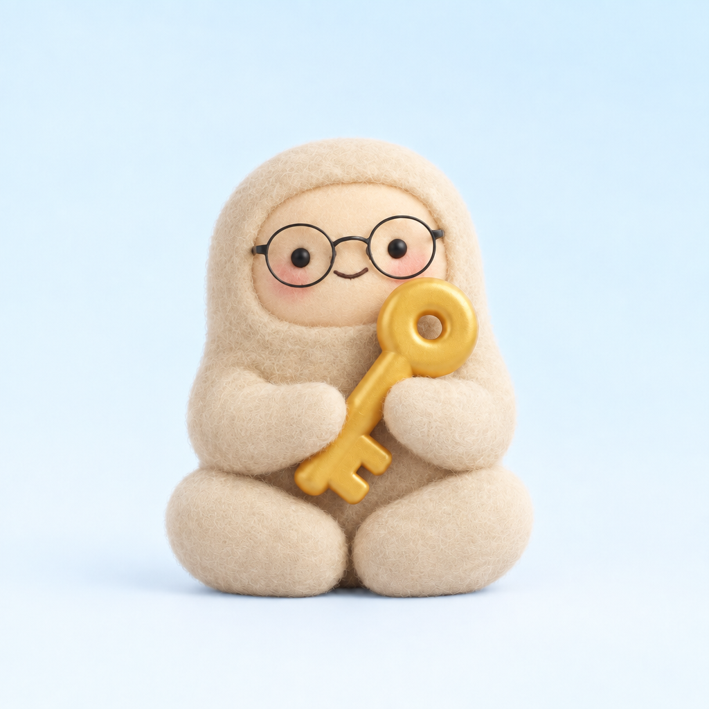 MUSELOOP mascot holding a key